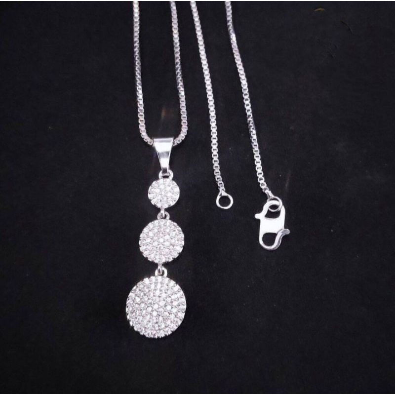 kalung free liontin bola3 hijab silver cantik fashion wanita titanium original anti luntur dan karat