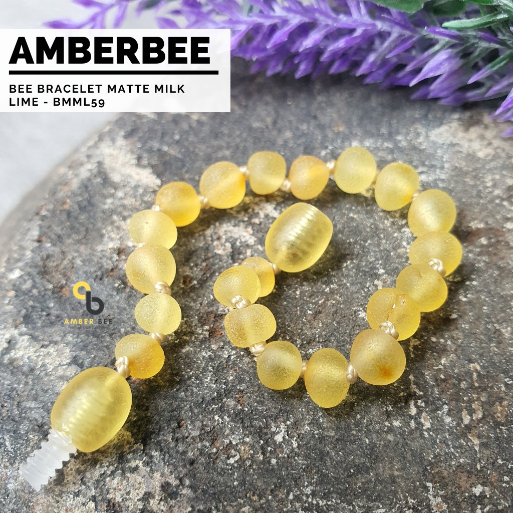 Gelang Amber Baltic Lithuania New Born, Balita &amp; Anak Matte Lemon Raw BMML59 By Amber Bee