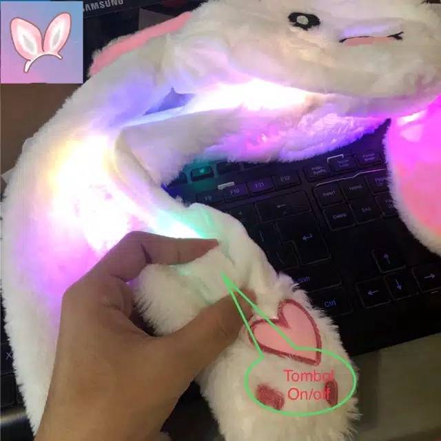 Big SALE Rabbit hat with light led/Topi tik tok kelinci lampu led barang impor