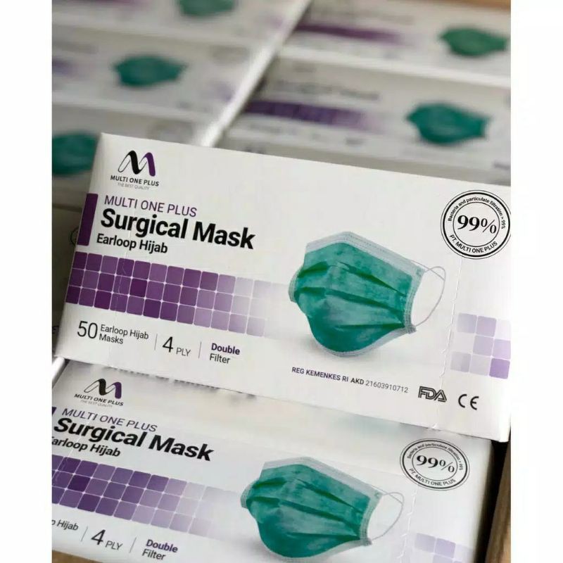 Surgical Mask 4ply Multi One Plus / Masker Earloop / Masker Hijab / Masker Multi One Plus 4ply