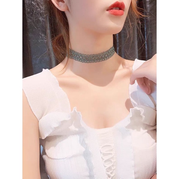 Choker Necklace Kalung Wanita Korea Anti Karat Bahan Kain Kalung Fashion Wanita Aksesoris Kalung Wanita