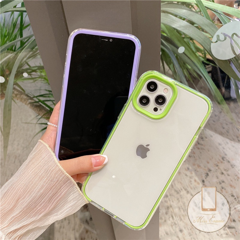 3 In 1 Soft Case Silikon Transparan Shockproof Warna Permen Cover Iphone 7 8 Plus 12 11 Pro Max Xr Xs Max X