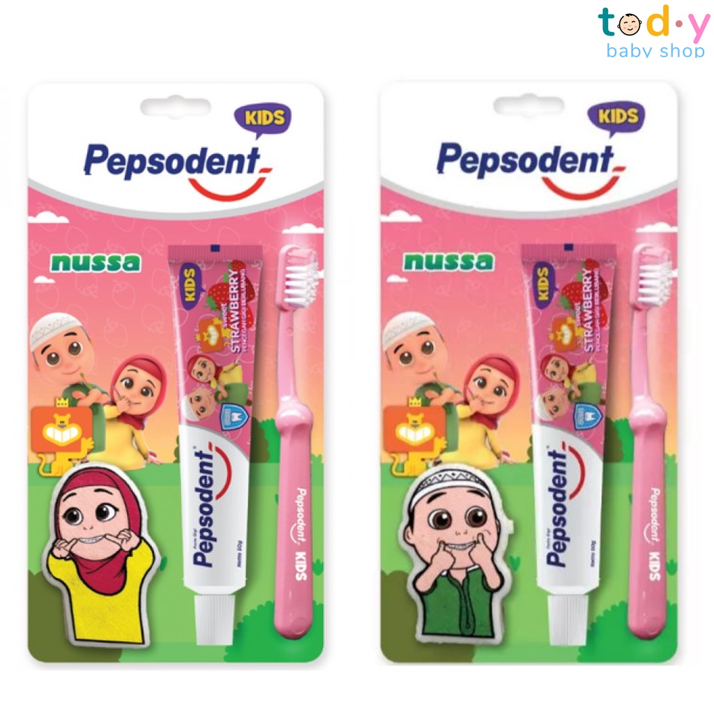 Pepsodent Kids Pasta Gigi dan Sikat Gigi Anak Nussa Rara Rasa Strawberry 50 gr 2 Tahun Keatas