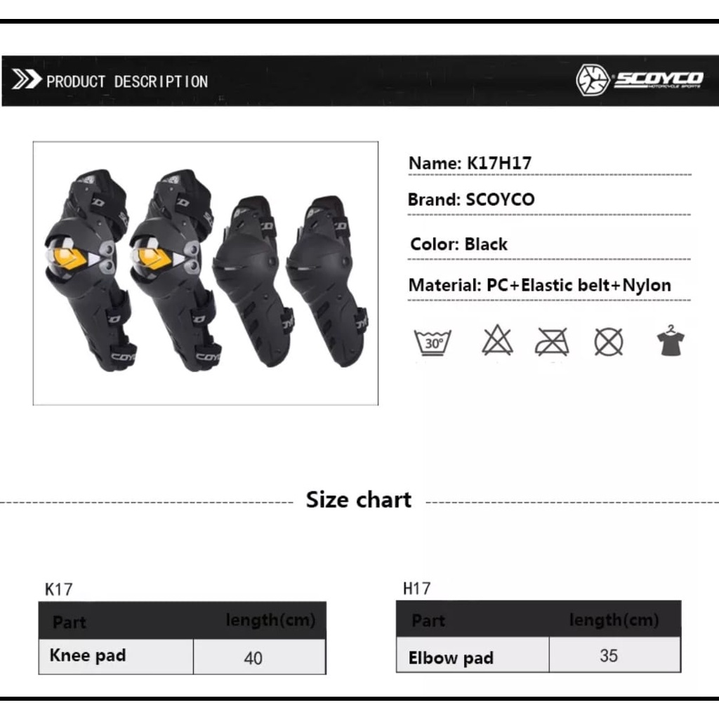 Scoyco knee Elbow pad Protector K17 H17 pelindung lutut &amp; siku rompi motor