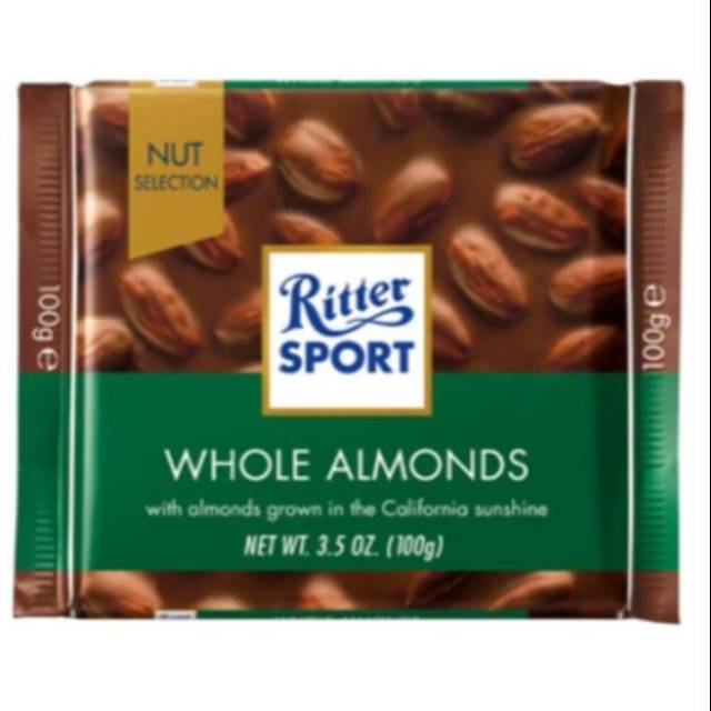 

#Ritter Sport whole Almonds Chocolate 100grcoklat