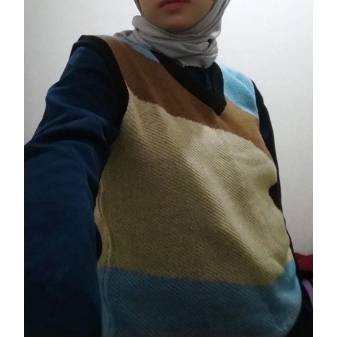 [ KPop ] Freebies Photocard - Vest NCT Dream Jeno Lee biru cokelat krem motif abstrak awan doreng ha