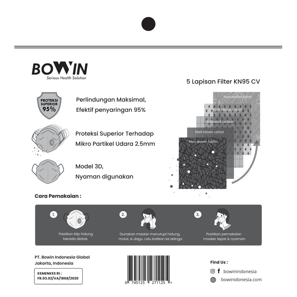 ISI 1 PCS Bowin Filter N99 - Double Karbon Aktif