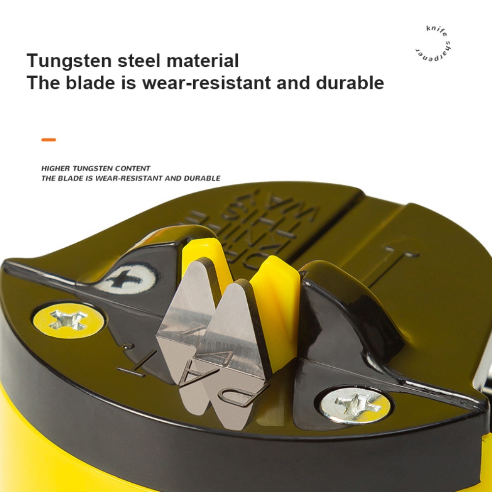 ღ Mini Kuning Bebek Rautan Dua Sisi Gerinda dengan Alas Cangkir Hisap Baja Tungsten Batu Asah Asah Alat Dapur Aksesoris rumah Gadget