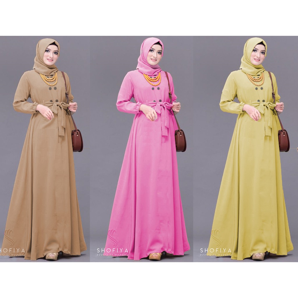 Baju Gamis Muslim DINAR DRESS All Size 4 Varian warna