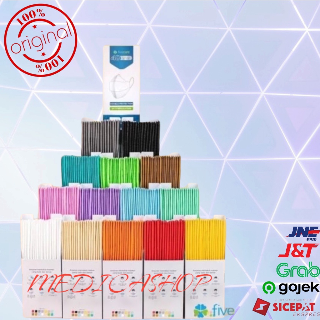 masker fivecare 4d surgical mask - Putih