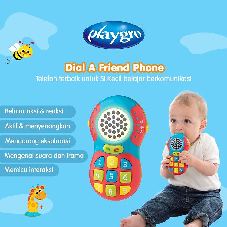 Playgro Mainan Anak Dial-A-Friend Phone 12m+