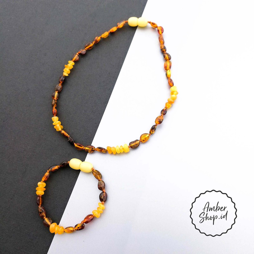 Kalung dan Gelang Amber pereda tumbuh gigi bayi - Amber Shop AS5 (FREE GIFT)