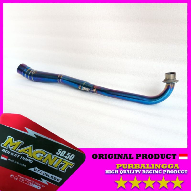 Pipa leher knalpot racing JUPITER Z VEGA SHOGUN 110 samping Bluemoon biru stainless