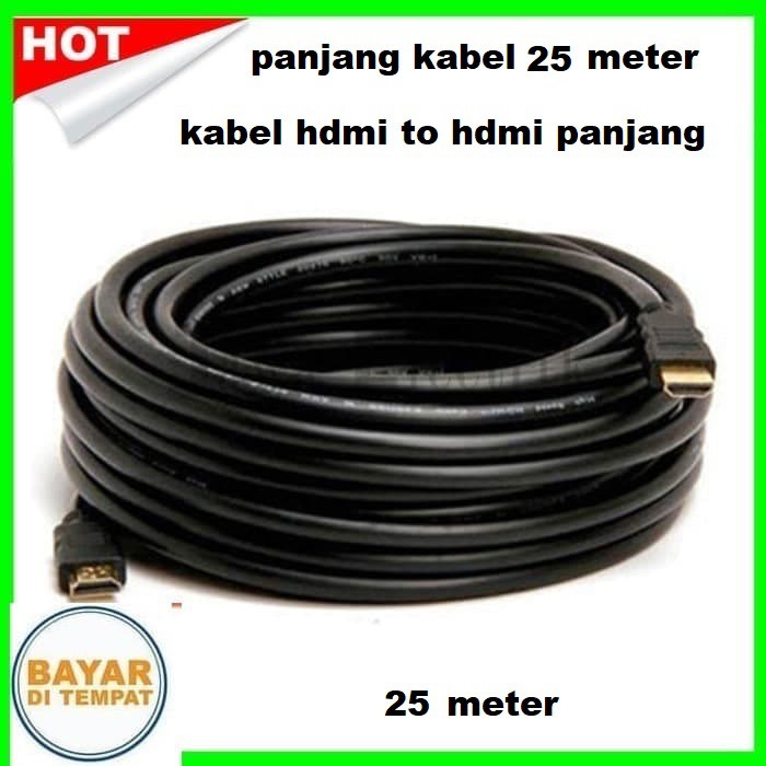 KABEL HDMI To HDMI High Speed High Quality Gold 25 METER-Hitam