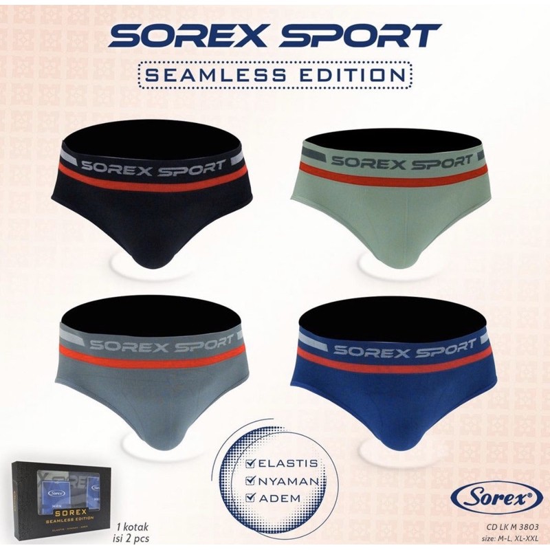 CD | Celana Dalam Pria SOREX SPORT Seamless Edition 3801 &amp; 3803  isi 2pcs