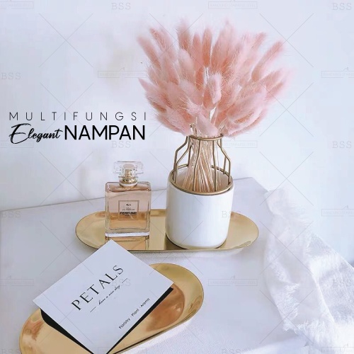 Nampan Piring Oval Emas Perak Tray Silver Gold Perhiasan Aesthetic Stainless Kilap Elegan Cantik Wadah