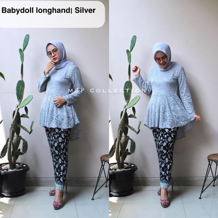 set kebaya brukat babydoll long hand