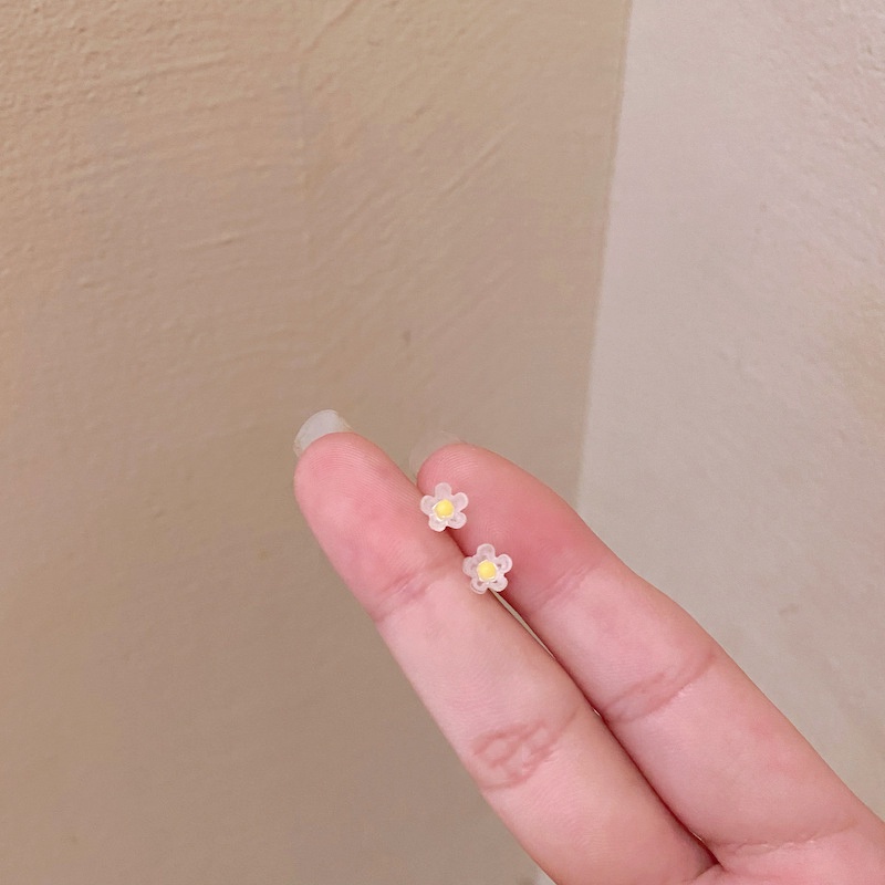 Anting Bunga 4pcs Korea Style Flower Earrings Set Stud Cute Colorful Candy Color Earring for Women Girl Jewelry-2