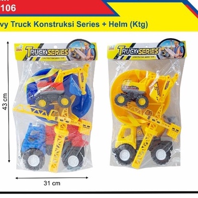 mainan mobil mobilan truk konstruksi 2pcs + helm  ak106