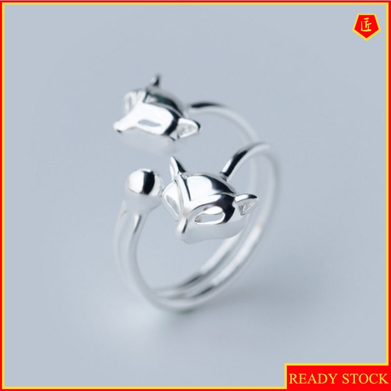 [Ready Stock]Women's Korean-Style Simple Silver Fox Ring