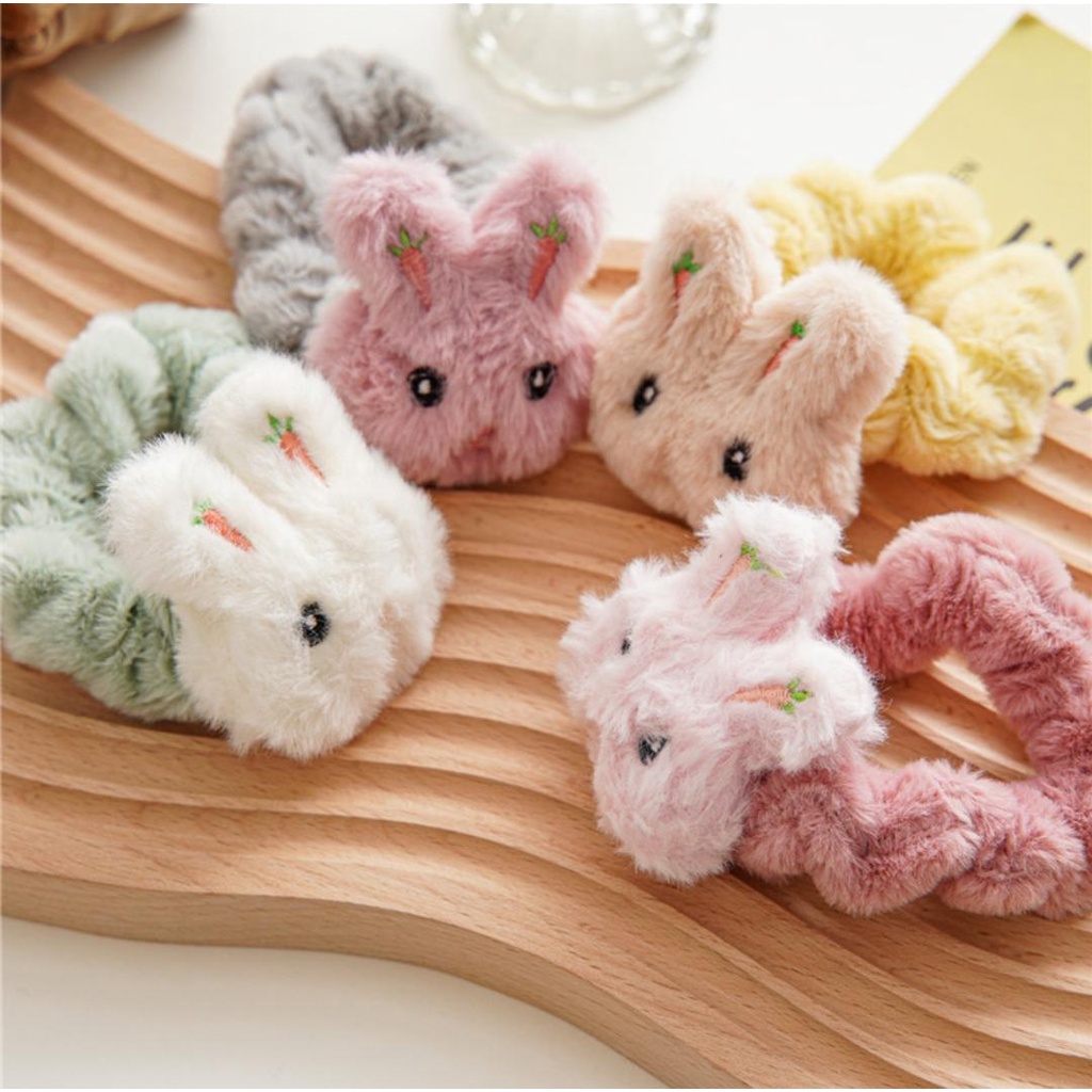 Ikat Rambut Anak Gaya Korea - Scrunchie Boneka Anak bentuk Pita Bear Beruang Bunny Rabbit Lucu