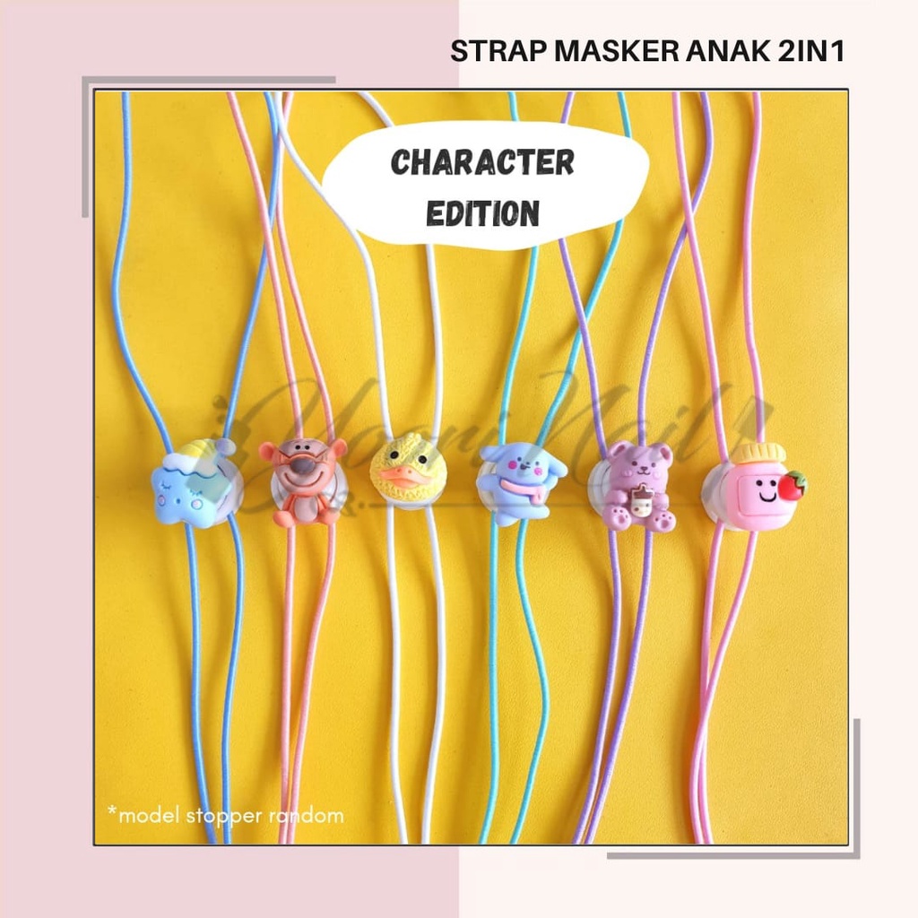 strap mask 2in1 tali masker kalung 2in1 connector konektor hijab anak karater kartun princess