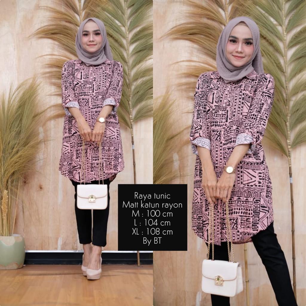 RAYA TUNIC KATUN RAYON *MURAH BERKUALITAS* (BONUS LIP PAINT PREMIUM)