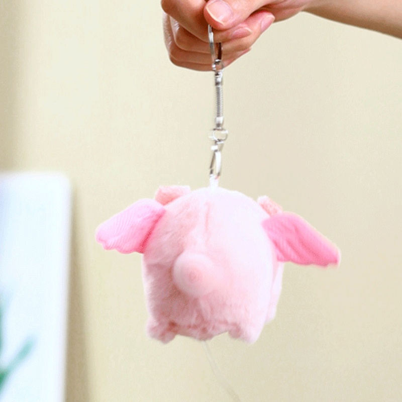 Mary Flying Piggy Plush Keyring Handbag Untuk Gantungan Kunci Liontin Ekor Wiggly Fuzzy Pig Wanita Ransel Handbag Decor Cewek F
