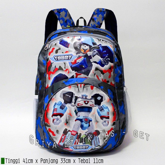 Tas Sekolah Anak Laki laki SD Karakter Tobot Ben 10 Ultraman Motif Army Ransel Gendong Cowok