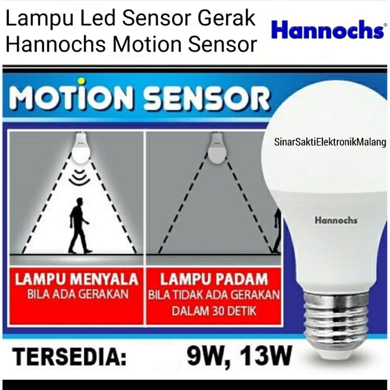 Lampu Led Sensor Gerak Hannochs Motion Sensor 9W 13W 9 Watt 13 Watt