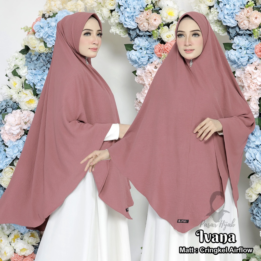 BERGO PET AIRFLOW IVANA HIJAB INSTAN CRINKLE AIRFLOW JUMBO PASAR HIJA'B