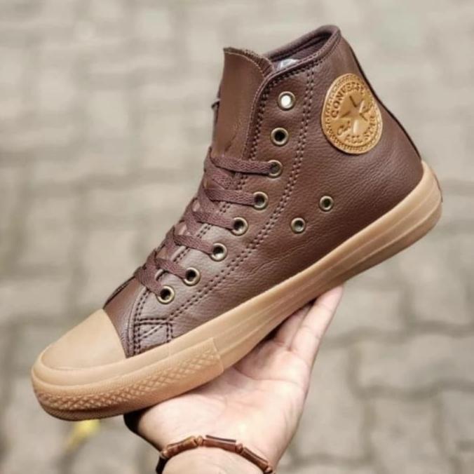 SEPATU CONVERSE KULIT ORIGINAL LEATHER HIGH Brown / Cokelat