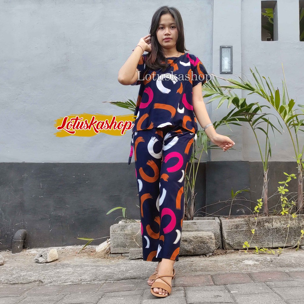 Babydoll Setelan Panjang Cowton Kayu-Ezata Navy