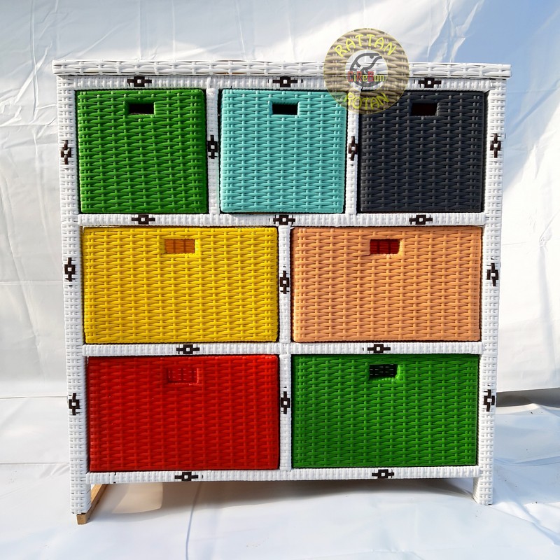 Lemari Laci Rak Rotan Sintetis Kabinet Plastik 7 Laci Atas CUSTOM