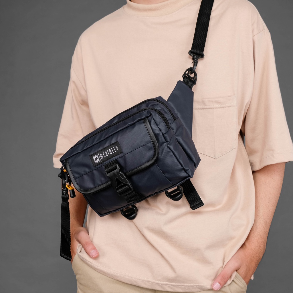 MORIA NAVY - Tas Selempang Sling Bag Multifungsi Pria Wanita unisex - Original