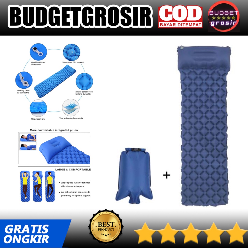 Kasur Matras Angin Inflatable Air Rhombus Design for Sleeping Bag - Navy Blue