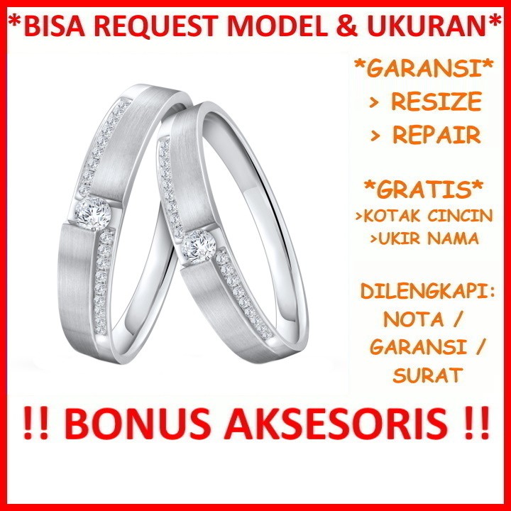 Gratis Ukir Nama Garansi Silver Asli Bisa Pesan Model Cincin Kawin Couple Perak Tunangan Nikah Id549