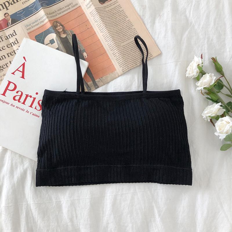 Blackpink Bra Kemben Seamless Tengtop Pakaian Dalam Wanita Crop Top  Bralette 1112-BLACK