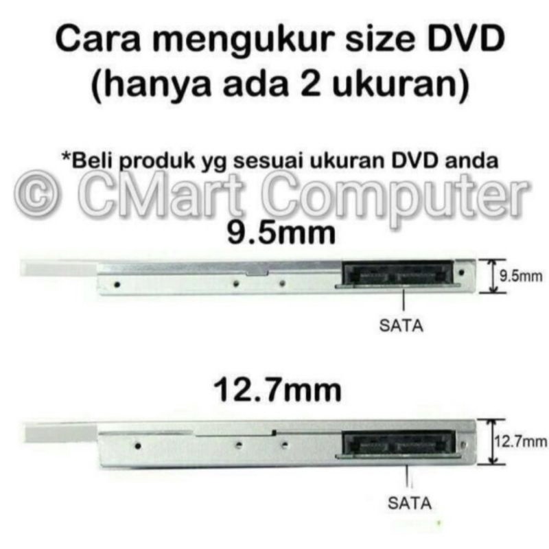 SSD HDD Caddy Slim 9.5mm SATA DVD Slot Hardisk -GRC- -BR-HDSC95