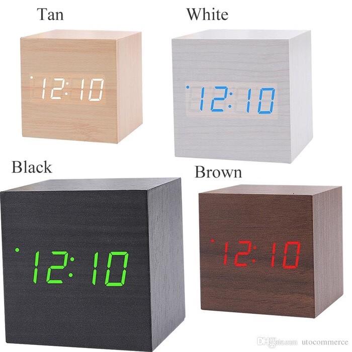 Jam Weker Alarm Kayu Digital Voice Control / JAM KAYU DIGITAL Minimalis / Jam Estetik + SUHU /Digital Wood Smart Alarm Clock/ ESTETIK JAM WEKER