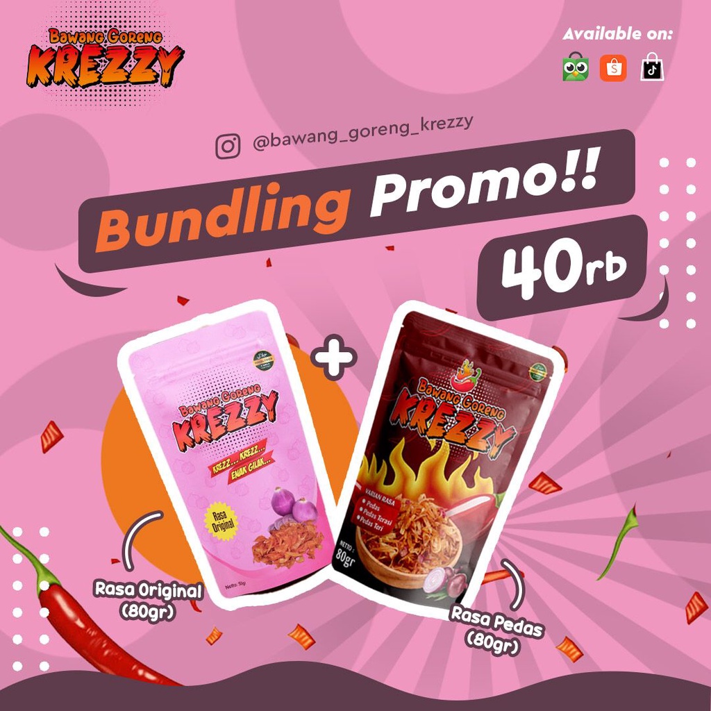 

[PAKET BUNDLING] 1PCS RASA PEDAS 80GR & 1PCS RASA ORIGINAL 80GR BAWANG GORENG PREMIUM