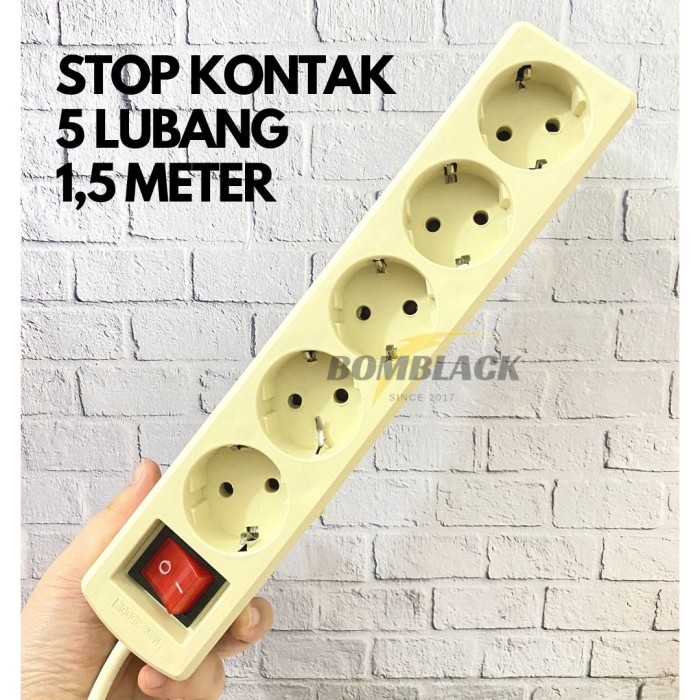 Colokan Kabel Listrik 5 Lubang 1,5 meter Panjang Stop Kontak On Off