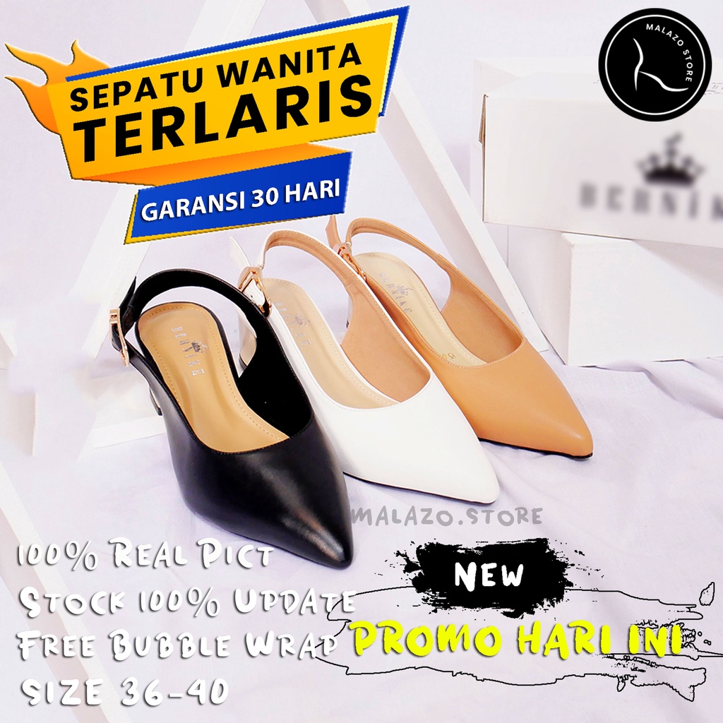 sepatu pesta santai tali kerja kekinian putih Slingback Heels  wanita cewek terbaru import premium