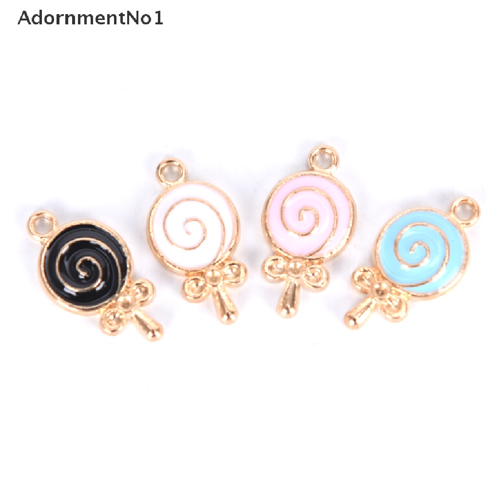 [AdornmentNo1] 10Pcs/Lot Enamel Alloy Lollipop Candy Charms Metal Pendants DIY Jewelry Findings [new]