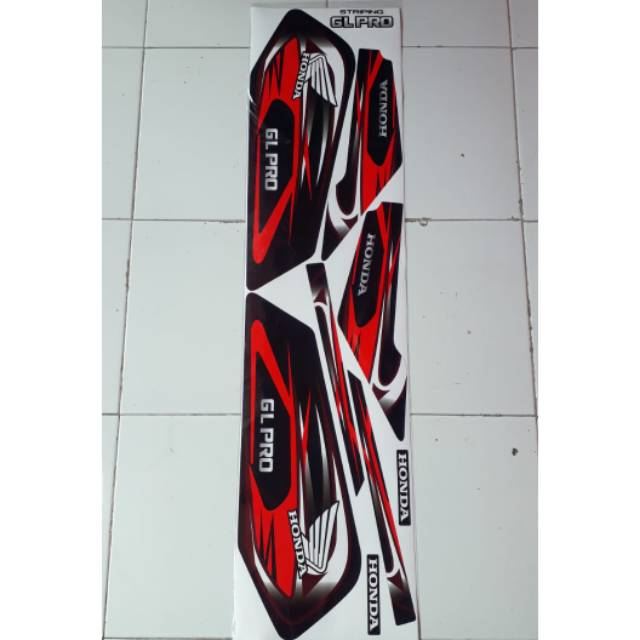 Striping sticker variasi honda gl pro merah putih