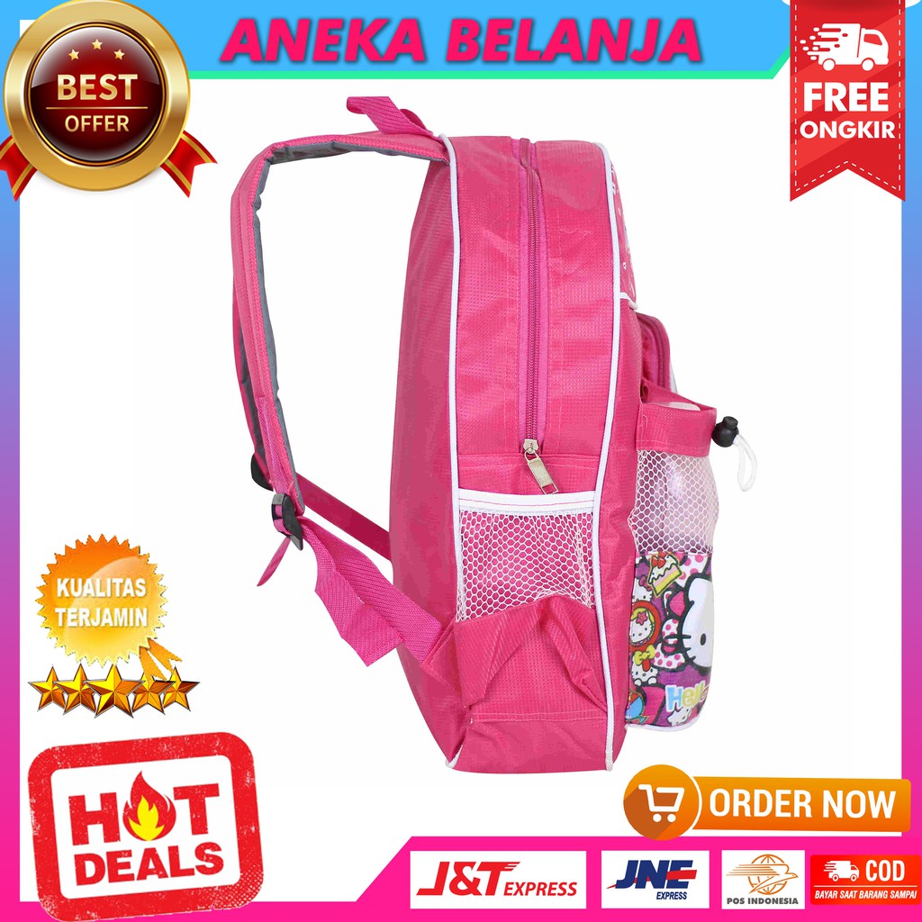 FREE BOTOL MINUM Tas Ransel Khusus Anak Cewek Gambar Hello Kitty Pink Tas Sekolah Fashionable Trendy