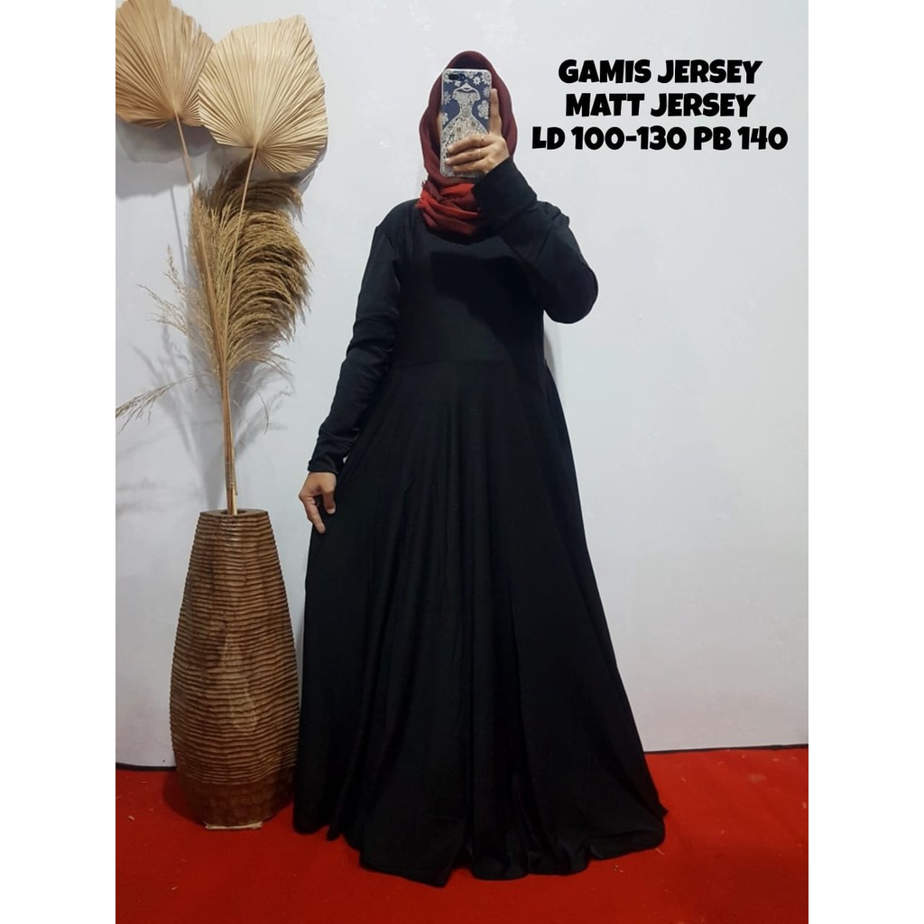 MAN Gamis Polosan Jersey Hitam Melar Busui LD130