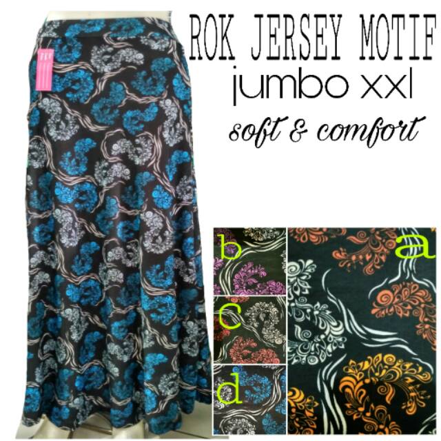 Rok jersey motif ready ukuran jumbo