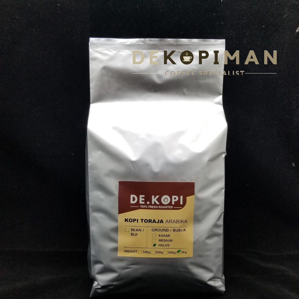 

Kopi Bubuk Arabika Toraja 1 Kg De.Kopi Fresh Roasted Sangrai Wangi Jamin Original