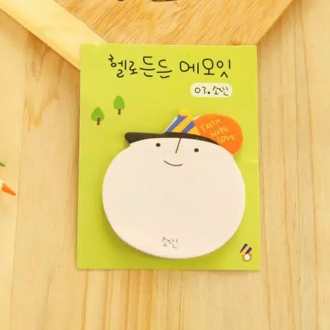 Post It Sticky Notes Memo Kecil Karakter / Stiki Note Murah Motif Muka dan Beruang Pink Unik Lucu L3,403 - KSY051-Hijau